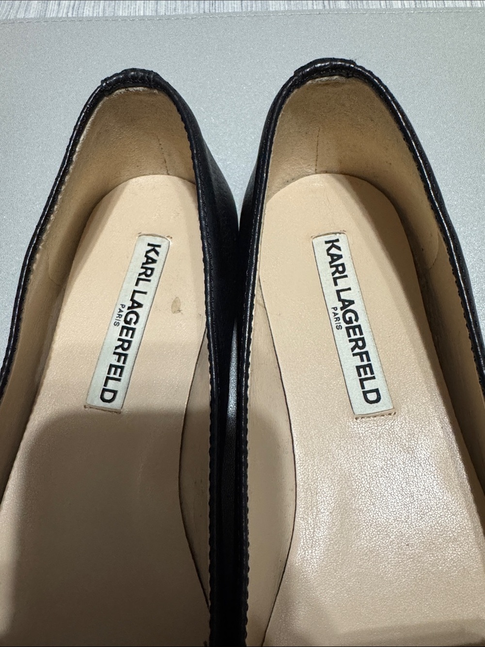 Karl Lagerfeld Paris Destine Black Leather Loafers Flats Pointed Toe Size 8 - Picture 2 of 12
